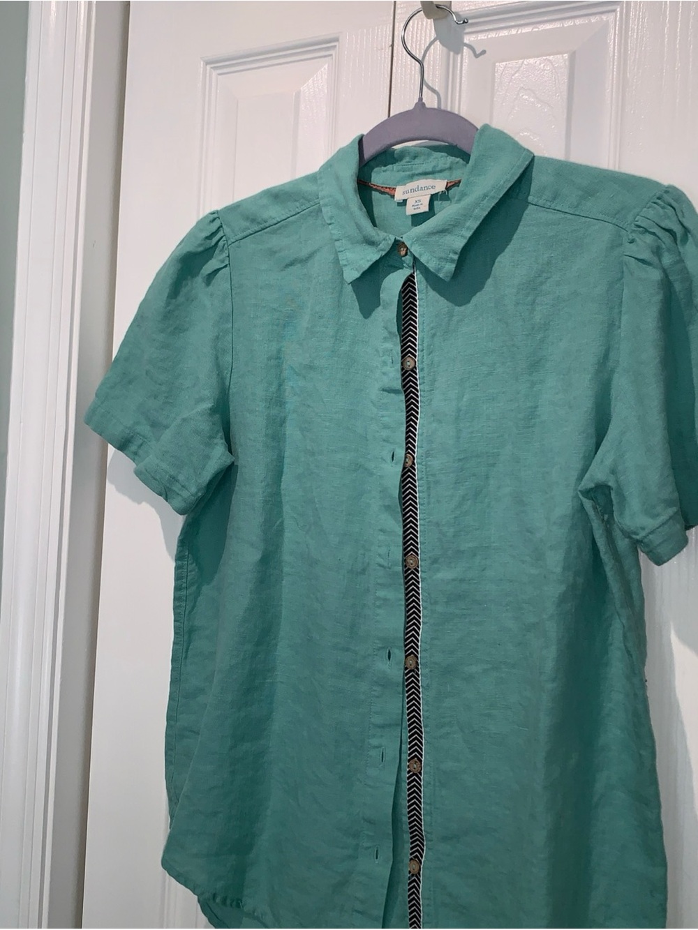Sundance Mint Green Linen Button-Front Shirt